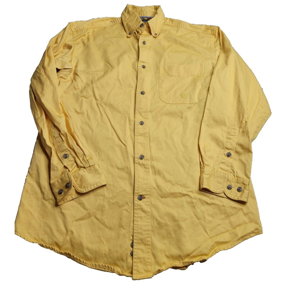 Wrangler 20X Long Sleeve Button Up Shirt Yellow Men's Medium‎ 100% Cotton